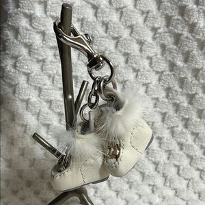 Coach White Fur Boot Keychain